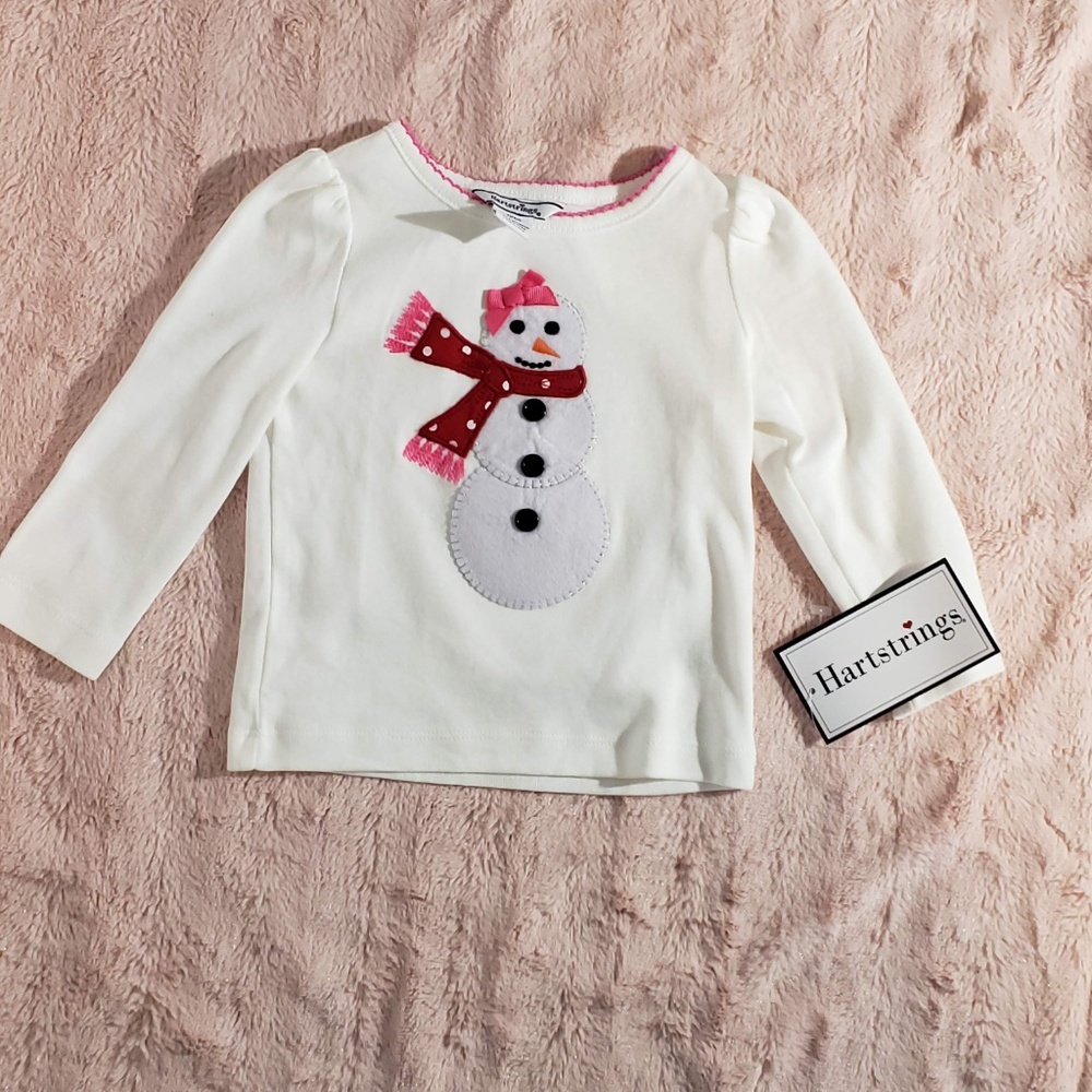 NWT Hartstrings Snowman long sleeve Top